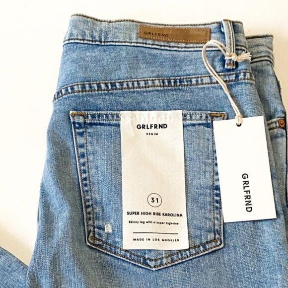 NWT GRLFRND Super Hi-rise Karolina Jeans-In the Sky‎ wash Size 31 - Picture 9 of 13